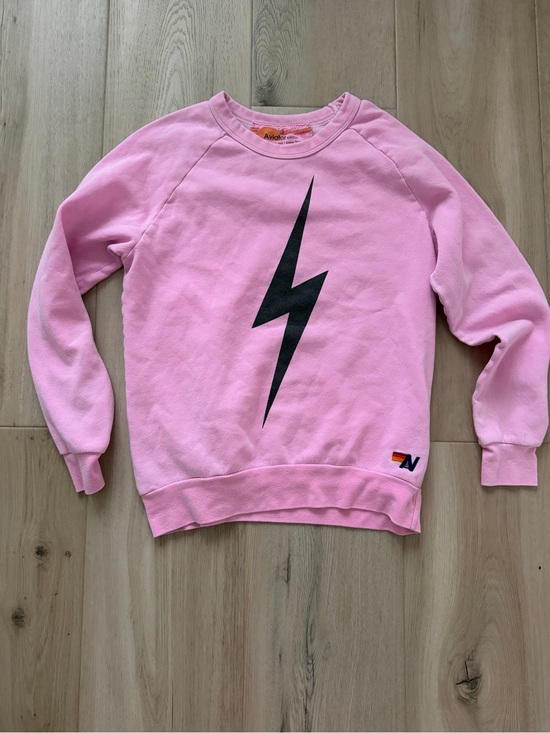 Aviator Nation Tops - Aviator Nation Pink Crewneck with Black lightening bolt